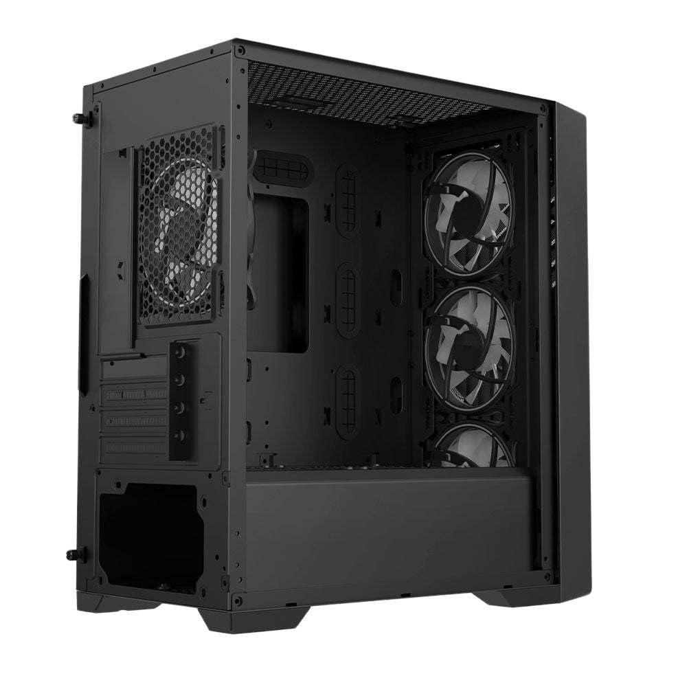 Vida Cyclone Black ARGB Gaming PC Case w/ Glass Window, Micro ATX, 4x ARGB Fans, Grill/Mesh Front
