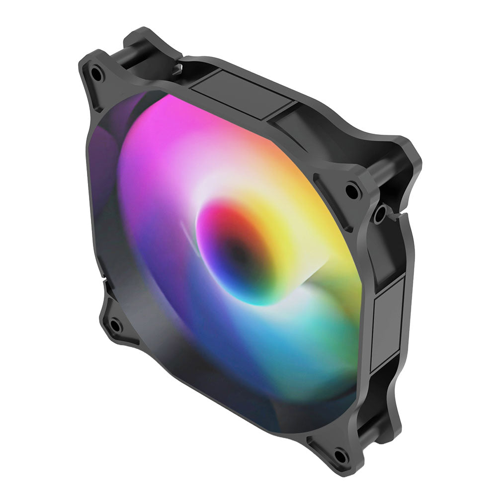 Vida Pulsar 12cm ARGB PC Fan Ideal for Vida EOS & TEMPEST Cases, 9 LEDs, Hydraulic Bearing, 1200 RPM, 4-pin (Daisy Chain Header), Black