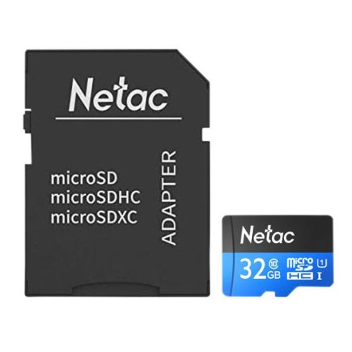 Netac P500 32GB MicroSDHC Card with SD Adapter, U1 Class 10, Up to 90MB/s. Camera or Mobile Phone Storage