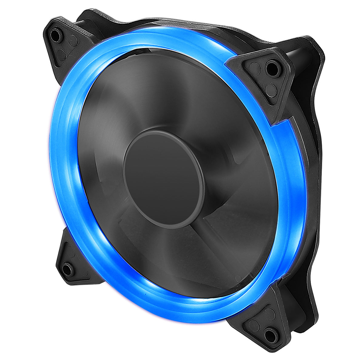 CiT Blue Ring PC Case  Fan, 7 Blade, 16 LEDs, 1200rpm, 48.7CFM, Hydro Bearing, Black, 3-Pin, 4-Pin Molex, OEM