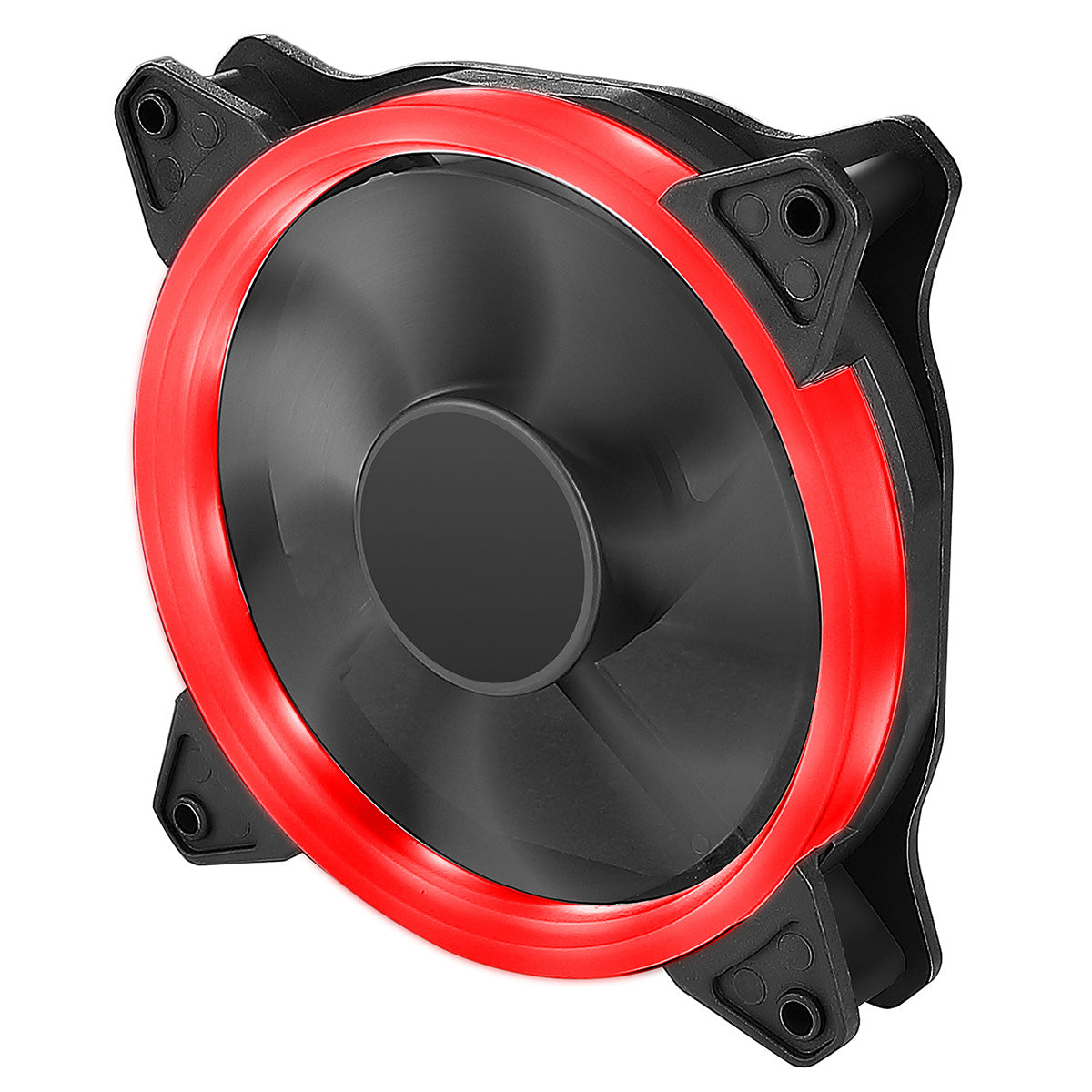 CiT Red Ring PC Case Fan, 7 Blade, 16 LEDs, 1200rpm, 48.7CFM, Hydro Bearing, Black, 3-Pin, 4-Pin Molex, OEM