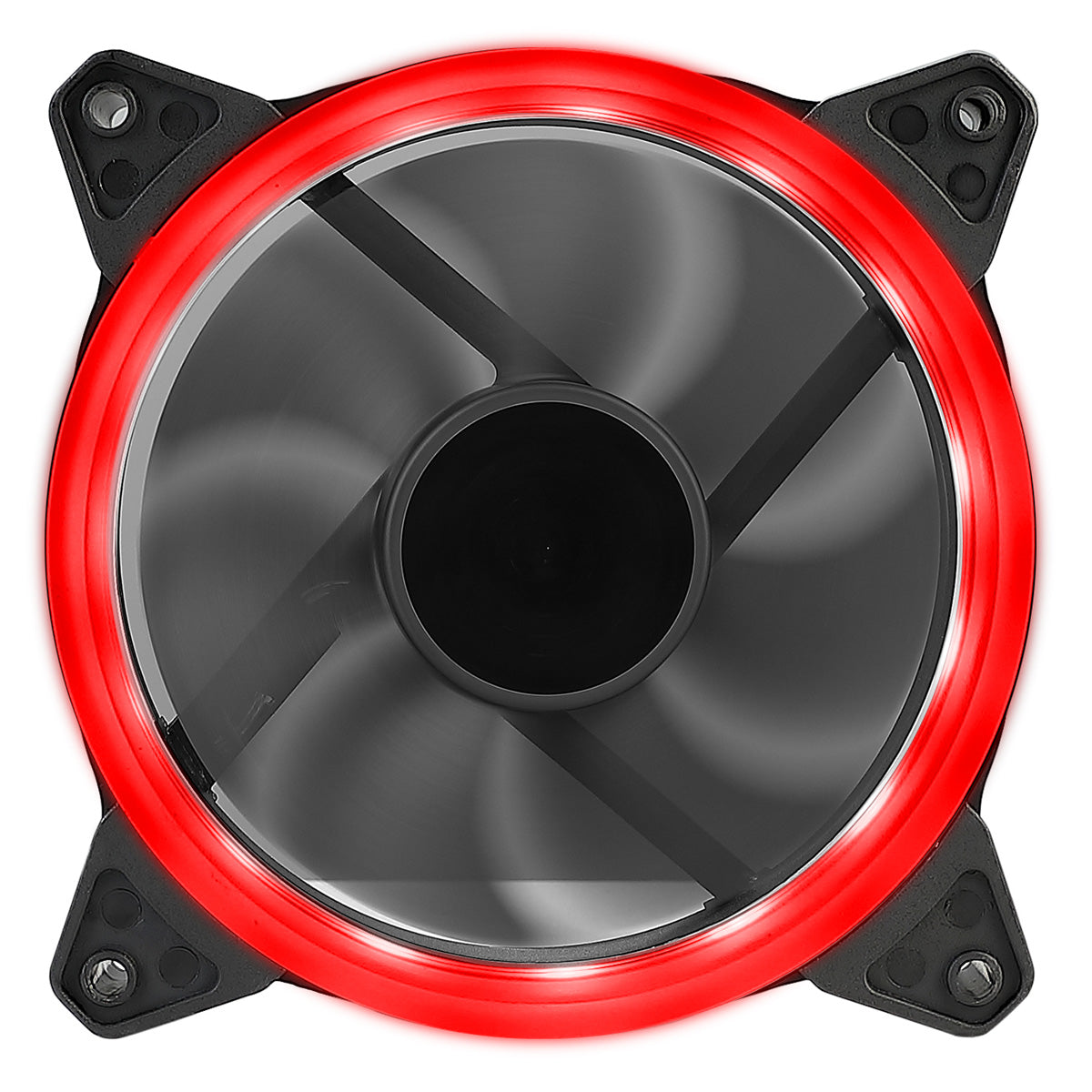 CiT Red Ring PC Case Fan, 7 Blade, 16 LEDs, 1200rpm, 48.7CFM, Hydro Bearing, Black, 3-Pin, 4-Pin Molex, OEM