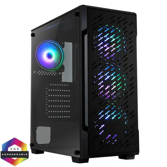 CiT Black Crossfire Tempered Glass Side Panel ARGB PC Gaming Case - CIT-CROSSFIRE