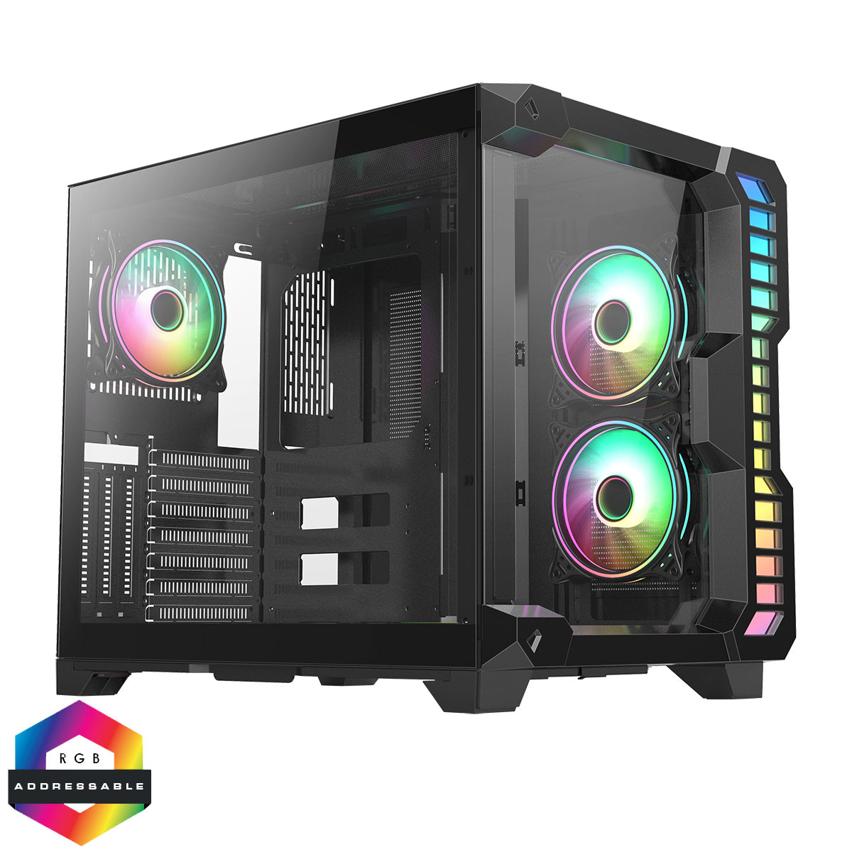 CiT Pro Android X ARGB Gaming PC Case With Tempered Glass Panels - Black