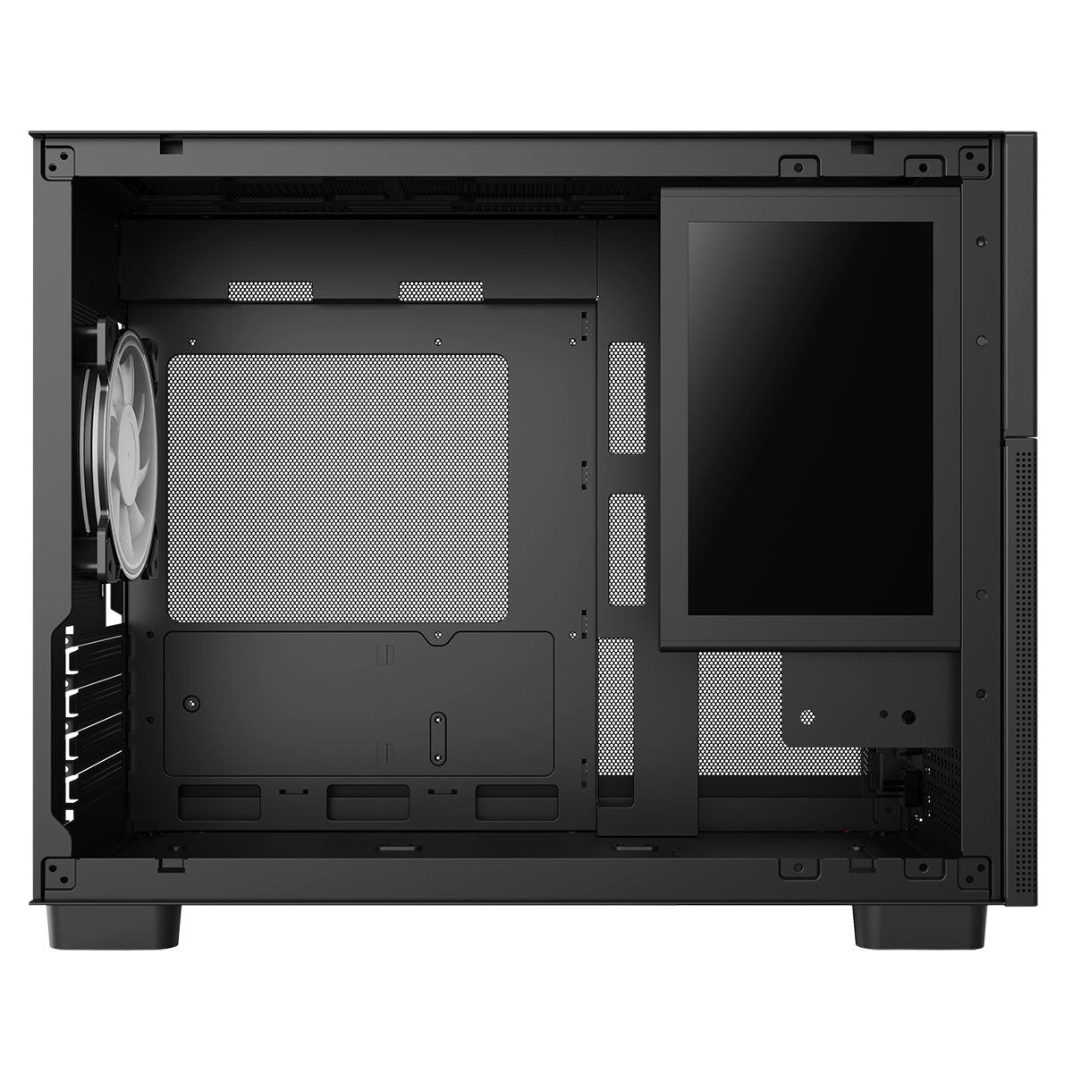 CiT Pro Jupiter Black Micro-ATX PC Gaming Case with 8 Inch LCD Screen 1 x 120mm Infinity Fan Included, USB-C, Tempered Glass Side Panel.
