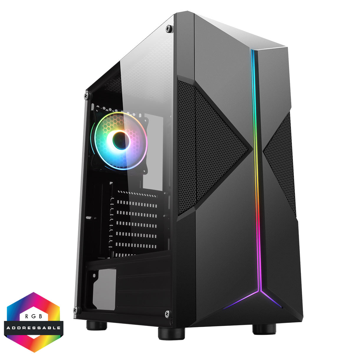 CiT Pyro Gaming Windowed Mid Tower ARGB LED Gaming PC Case with Tempered Glass Window