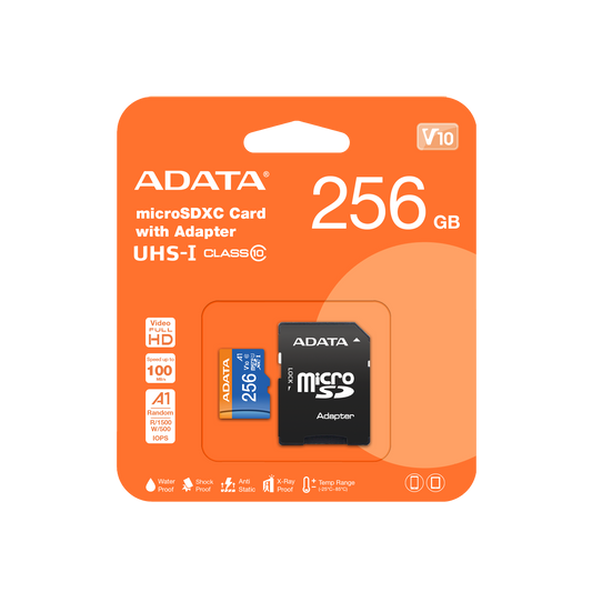 ADATA 256GB Premier MicroSD Card with SD Adapter, UHS-I Class 10 with A1 App Performance