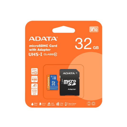 ADATA 32GB Premier MicroSD Card with SD Adapter, UHS-I Class 10 with A1 App Performance