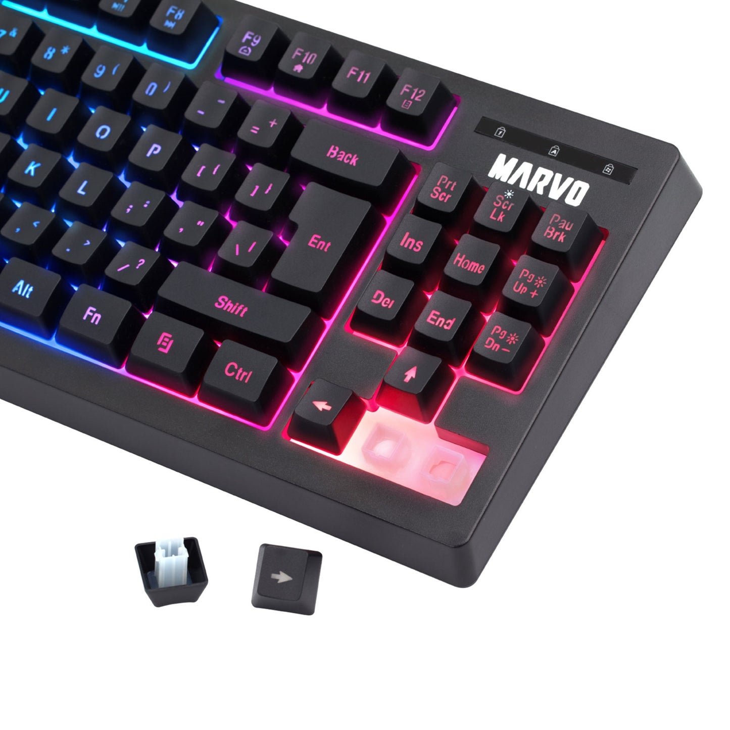 Marvo Scorpion Black K607 80% TKL Layout USB 3 Colour LED backlit Gaming Keyboard