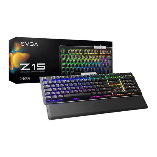 EVGA Z15 Wired RGB Kailh Speed Silver Switch Mechanical PC Gaming Keyboard Black 821-W1-15UK-K2