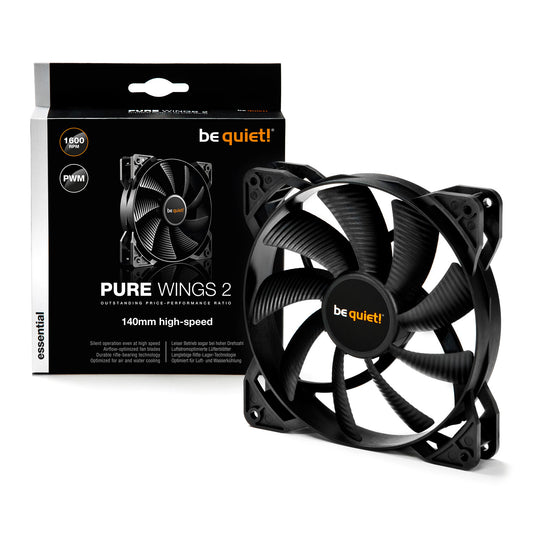 be quiet! Pure Wings 2 140mm High Speed PWM Black Case Fan High Speed, 9 Blade, Up to 1600RPM