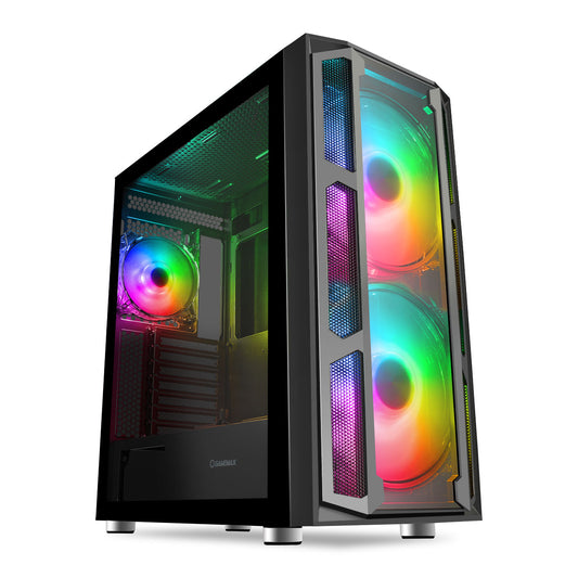 GameMax F15G Windowed Mid Tower PC Gaming Case, Tempered Glass Window