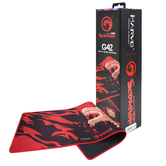 Marvo G42 Red and Black Gaming Mouse Pad XL 770x295x3mm, Waterproof, Smooth Surface for Optimal Gaming