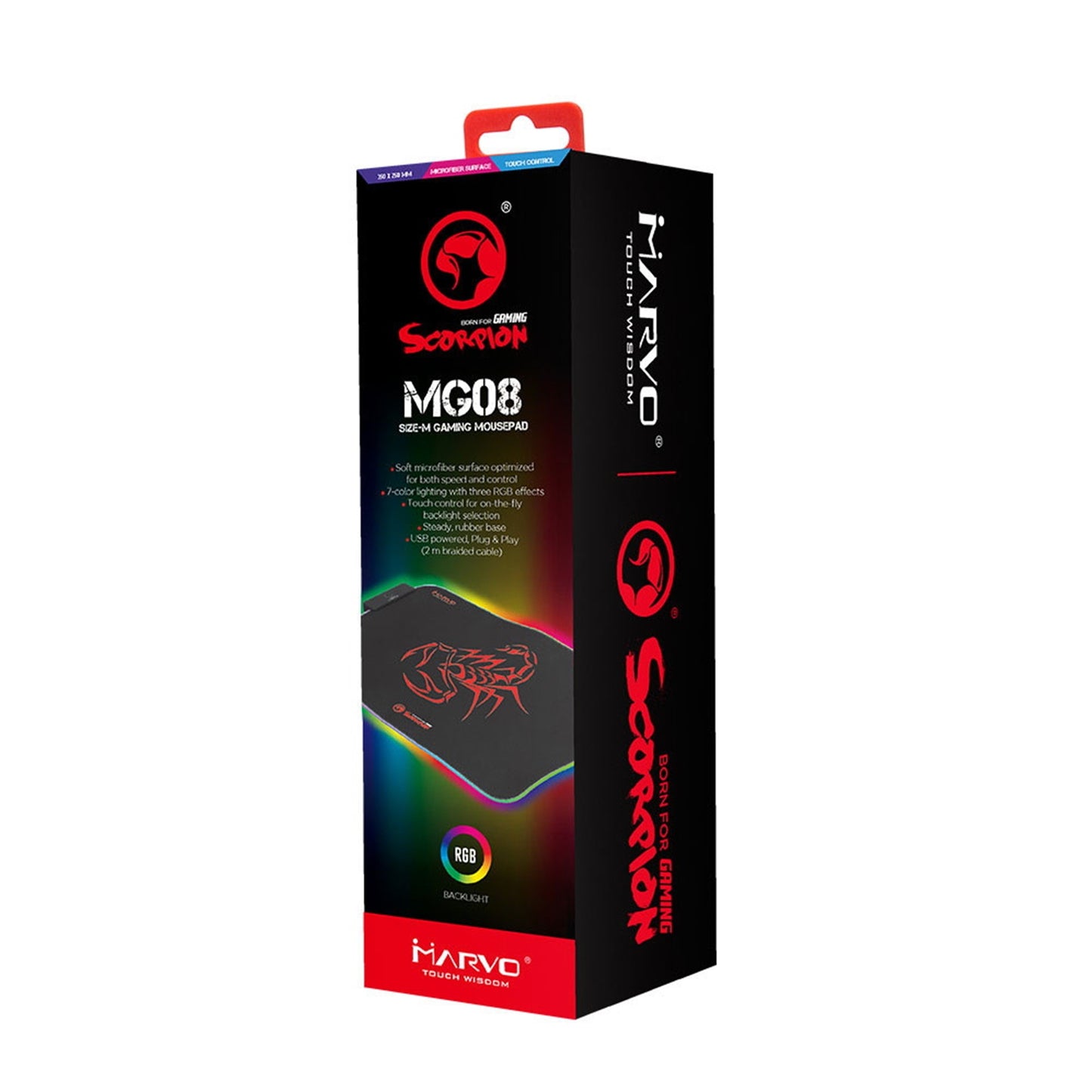 Marvo MG08 Gaming Mouse Pad, 7 Colour LED with 3 RGB Effects, Medium 350x250x4mm, USB Connection