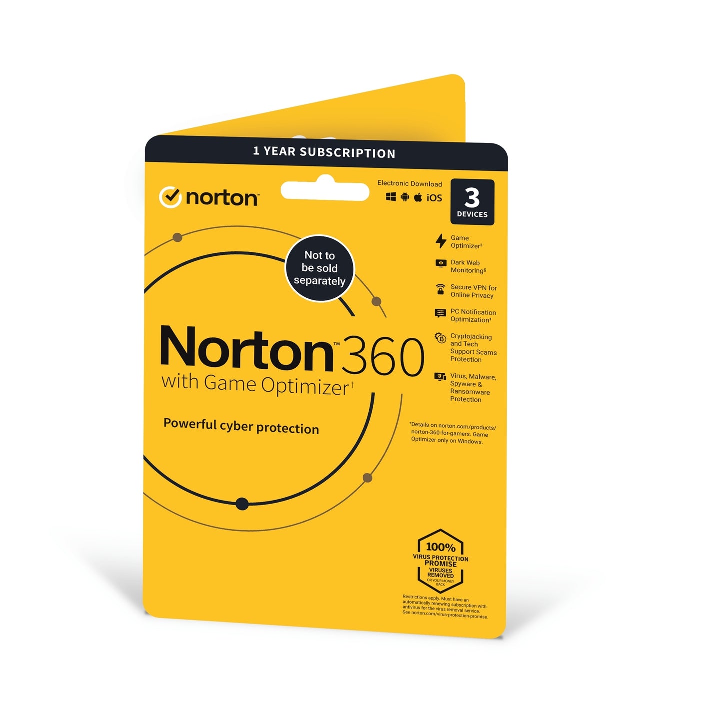 Norton 360 Soft Box with Game Optimiser 1 User 3 Devices, 1 Year Licence 50GB Cloud Storage, PC/MacOS/iOS/Android