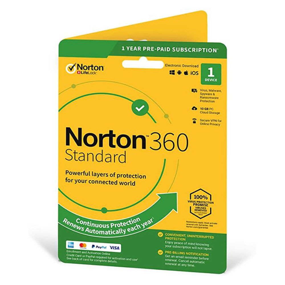 Norton 360 Standard PC Anti Virus Digital Download 1 User 1 Device, 1 Year Licence Product Key