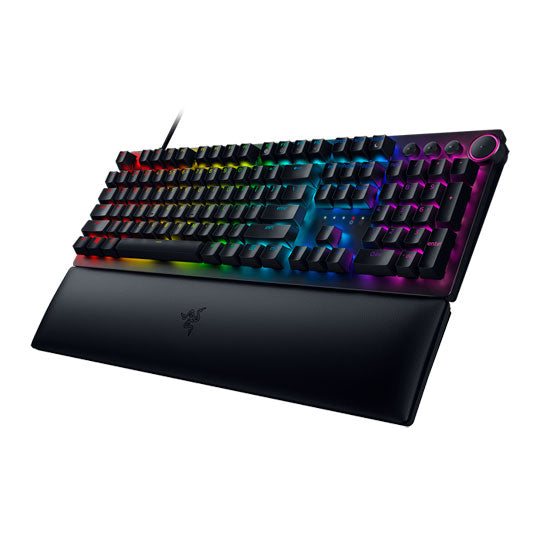 Razer Huntsman V2 Wired Mechanical Gaming Keyboard RGB Optical Purple Switches With Leatherette Wrist Rest