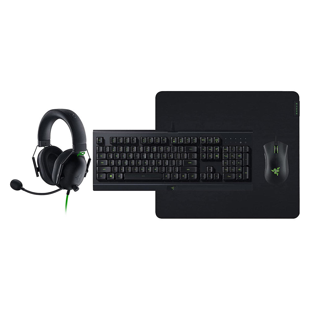 Razer Power Up Bundle V2 Cynosa Lite Keyboard, Gigantus V2 Large Mouse Mat, DeathAdder Essential Mouse, BlackShark V2 X Headset